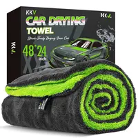 KKV Full-Sized Microfiber Drying Towel (48x24in) - 1400GSM, Dual-Sided Twisting Yarn, Super Absorbent, Scratch-Free, Quick-Dry, Machine Washable, Towels for Cars, Car Accessories, Cleaning Supplies, SUV Detailing Tools