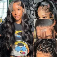 BB Face Body Wave Natural Color 13x6 HD lace Front 180% Density Human Hair Wig P4/27 Highlight Pre plucked 99J Lace Frontal Human Hair Wigs For Women With Baby Hair