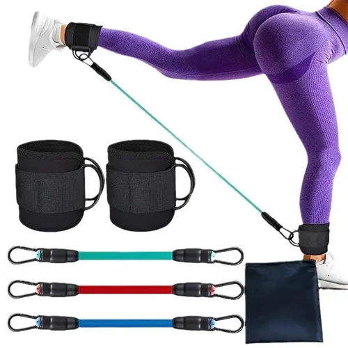 5-Pack Ankle Resistance Band Set with Adjustable Shoulder Strap - Adjustable Fitness Tool for Glute Gains, Lower Body Training, Upper Body Strength, Resistance Band Exercise, Resistance Band Workout,sohochic