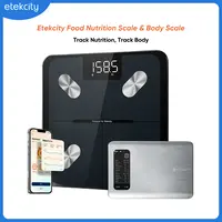 Etekcity Rectangular Intelligent Tempered Glass Body Fat Scale Bundle - Digital Accurate Weighing Scale, Bluetooth Composition Tool, Food Nutrition Tracker, Vesync App Integration, Batteries Included, for Selfcare, Home Healthcare Essentials, Fitness