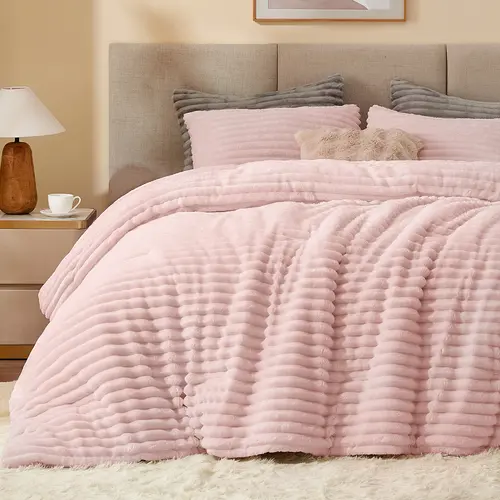 BEDELITE Queen Fleece Comforter Set - Super Soft Fluffy Pink Bedding with 2 Pillow Cases, Heavy All-Season Machine-Washable Home Bedding, All Sizes, Girl Room Decor,back to school,back to school shopping,home decor,sohochic