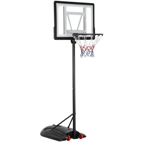 Segawe Adjustable Basketball Hoop System for All Ages, 5.6-7.6ft Collapsible Goal with Metal Frame, 31.8in PVC Board, Transport Wheels, Durable Construction, Strong Nylon Net Handles Daily Shots, Easy Assembly, Kids Outdoor Play for Children