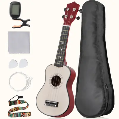SEGAWE 21in Beginner Ukulele Set for Kids - 1lb Acoustic Musical Instrument with Wooden Fingerboard, Solid Wood Neck, Digital Tuner, Gig Bag, Strap, Picks, Durable Nylon Strings, Comprehensive Transport-Ready Accessories, Comprehensive Accessories,sohochi