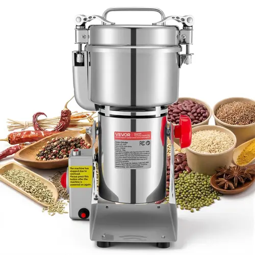 【Backtoschool】VEVOR 750g Electric Grain Mill Grinder, 2000W 28000RPM High Speed Spice Corn Dry Grinding Machine, Stainless Steel Pulverizer Powder Machine for Dried Grains Coffee Beans Spices Nuts (270° Swing Type)