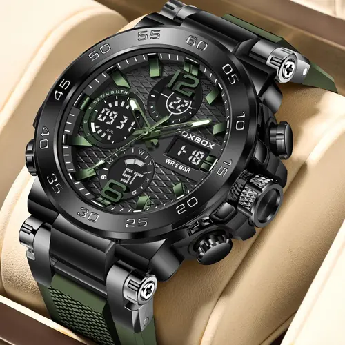 Men's Waterproof Digital Sports Watch with Luminous Dial Alarm Function, Wristwatch Gift with Box, Digital Analog Watch, Digital Quartz Watch