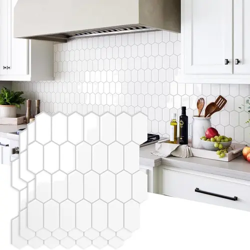 Vamos Tile 10Pcs Thicker Design Peel and Stick Backsplash Tile, Self Adhesive Vinyl Wall Tiles, Stick on Backsplash for Kitchen/Bathroom/RV Interior
