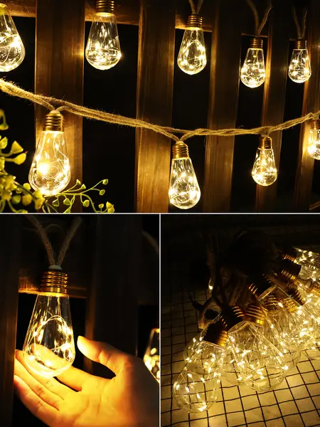 Solar Outdoor LED String Lights - 26ft Waterproof, 16 Shatterproof Bulbs, 8 Lighting Modes, Warm White LED Lighting, Home Decor Fairy Lights for Backyard, Summer Garden Parties