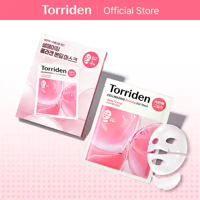 [Torriden Official] CELLMAZING Collagen Firming Gel Facial & Neck Sheet Mask (4 sheets) | Lifting Hydrogel Sheetmask Covering Neck, Firm Elasticity, Youthful Skin with 5D Collagen Complex Body Care Hyaluronic