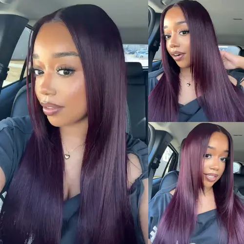 UNice Glueless Black Cherry Layered Straight Wig with Drawstring Pre-cut 7x5/13x4 HD Lace Frontal Human Hair Wigs with Invisible Knots Beginners Friendly summer wig, Glueless Wigs Human Hair, 150/180% Density,sohochic