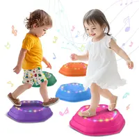 Non-Slip Music & Light Up 5 Pcs Stepping Stones, Sensory Stepping Stones, Encourage Balance, Indoor & Outdoor Play Gift Colorful Fun Soft Design, backyard fun, Safety, Creativity,sohochic