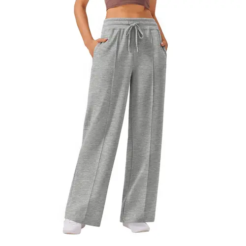 PINSPARK Women's High Waisted Wide Leg Rayon Sweatpants - Sporty Chic, Soft, Comfortable, Adjustable Drawstring, Elastic Elevated Seams, Loose Breathable XL Casual Athleisure Pants with Pockets for Spring, Back to School, Gym sohochic