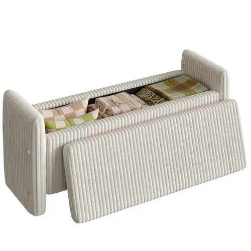 Pinmoco Multifunctional corduroy storage ottoman, Padded Storage Ottoman Bench.perfect for bedrooms, living rooms, and entryways. Comfortable. Stylish. Storage. Foot Rest Stool