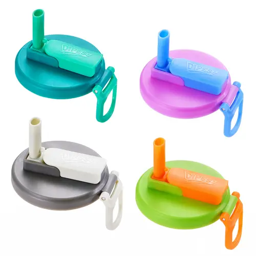 DIPESI Set of 4 Silicone Standard Size Cup Lids - BPA-Free, Reusable, Eco-Friendly, Leakproof - Includes Straws - For Soda, Outdoor Use - Kitchenware Drinkware Accessories, Drinking Gadgets, Children's Day,sohochic