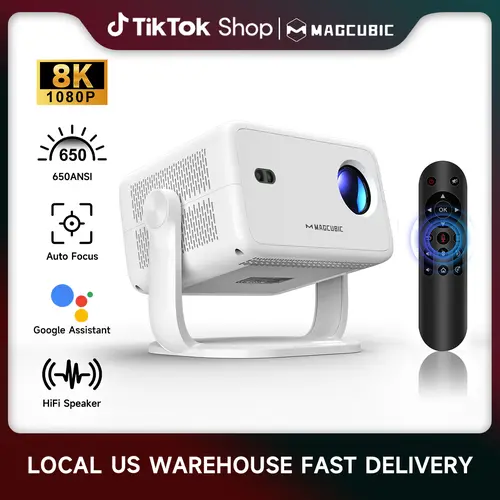 [US warehouse] Magcubic L018 Auto Focus Projector 650ANSI Google Assistant Android 14.0 8K Videosource Supported Native 1080P Wifi6 BT5.2 Built-in HiFi Speaker Allwinner H726 Auto Keystone Portable Movie Outdoor #SohoChic