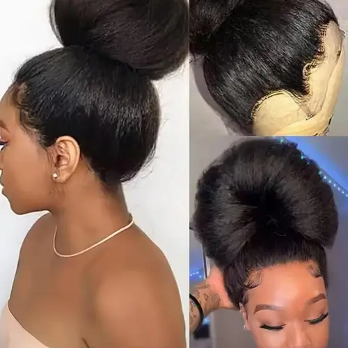 Bling Hair Kinky Straight Pre Cut 360 Full Lace Wigs Human Hair Glueless Wig Pre Plucked 13x6 HD Lace Frontal Wigs Yaki For Women 180% Density SoHoChic Style #TikTokShopBackToSchool