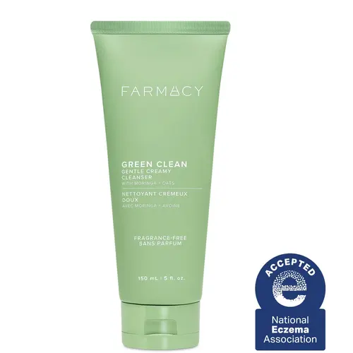 Farmacy Beauty Green Clean Gentle Cream Facial Cleanser - Plant-Based, Fragrance-Free Natural Beauty Skincare for Dry, Sensitive Skin with Eczema Relief, Hydrating Face Wash & Moisturizing Cleansing Balm
