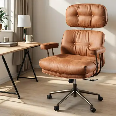 CAODOC Ergonomic Office Chair, Big & Tall Suede Desk Chair with Adjustable High Back, Lumbar Support, Swivel & Rocking Functions