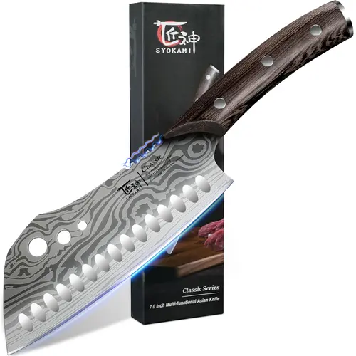 #sohochic SYOKAMI 3-in-1 Kitchenware Knife with Herb Stripper, 7" Asian Knife with Chef, Santoku, Nakiri Functions, Ideal for Slicing, Chopping, Dicing, Mincing, Thanksgiving Christmas Day Gifts