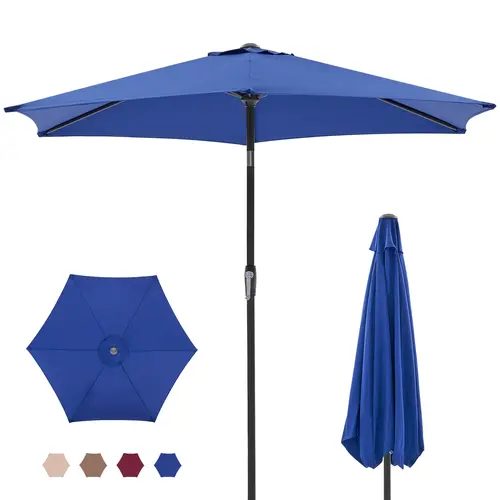 Sweetcrispy 9ft Vented Outdoor Umbrella - Crank Lift, Adjustable Tilt Canopy, 8-Rib Waterproof, Outdoor Sun Shades for Patio, Back Porch, UV Prevention, Keeps You Cool, Large Patio Parasol (Assembly Required)