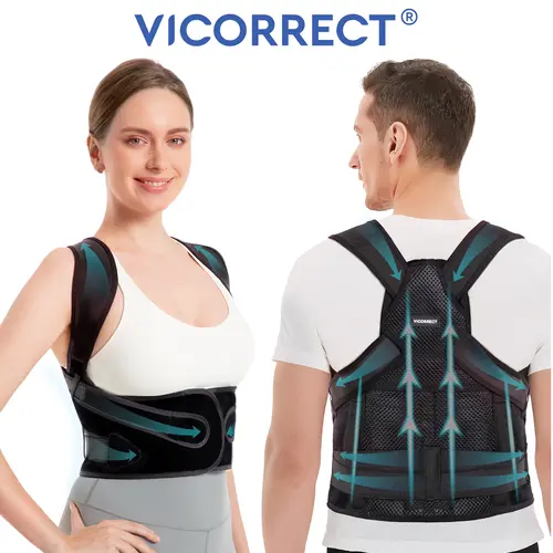 VICORRECT Adjustable Posture Corrector for Men and Women, with Adjustable Shoulder Strap and Back Support Plate, Waist Trainer Anti Hunchback, Fitness Shoulder Straps Breathable Healthcare Tool Brace,back to school,sohochic