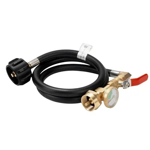 GJANSH 36 Inch Propane Gas Tank Adapter Connector, High Pressure Camping Grill, Snapfixmate Refill Adapter Hose with Pressure Gauge, Propane Gas Tank Adapter Connector with On-off Control Valve, Outdoor Camping Kitchenware, Christmas Gift, toolupgrade