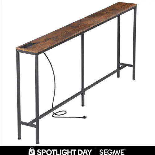 Segawe 70-Inch Narrow Wood Rectangular Console Table - Quick-Setup Indoor Furniture with Power Outlets, Charging Station, for Entryway, Living Room, House Decor, Aesthetic Room Decor