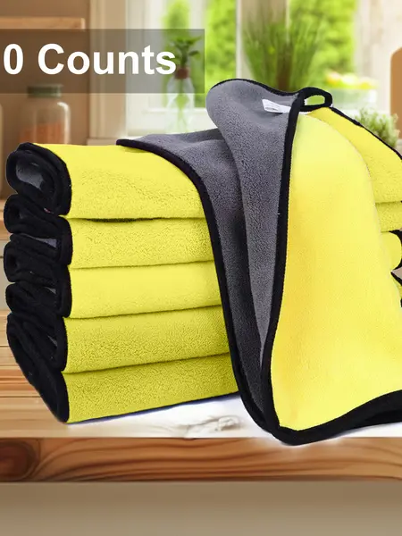 10 Counts Thick Cleaning Cloth,Towels for Cars,Rags for Kitchen,Lint Free Microfiber,Polishing Waxing Dry for Cars Absorbent Towel,Rags for House,Random Color