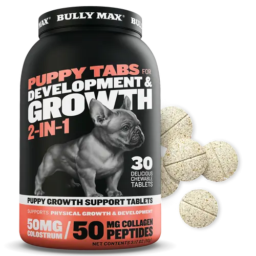Bully Max 2-in-1 Puppy Tabs for Growth (30 Tabs) - Puppy Health Supplements with Natural Blend for Muscle Growth, Immunity, Bone Health, Joint Flexibility & Wellness (9,000x Stronger Immune Boost Than Vitamin C), Puppy Supplements For Growth
