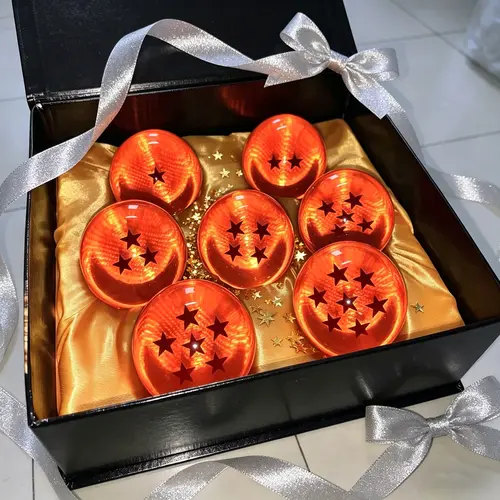 DLDA DBZ 7-Pcs Oversized 7.6cm Crystal Acrylic Sphere 7-Ball Display Set, Sturdy Build Premium Home Decor Orbs with Luxury Gift Box, Ideal for DBZ Fans, Anime-Themed Events, Anniversaries,sohochic