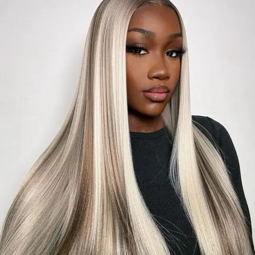 Long Straight Wigs for Women, Gorgeous Fashion Fluffy Wigs without Bangs, Synthetic Hair Wig, Synthetic Lace Front Wigs for Party, Daily Use, Glueless Frontal Wig