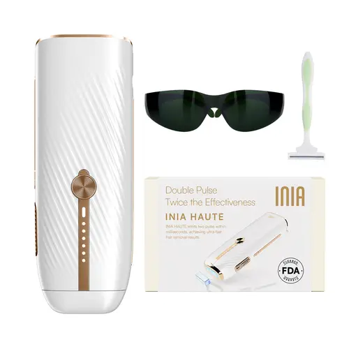 INIA HAUTE Double-Pulse IPL Laser Hair Removal Device, FDA Cleared, 2-Year Warranty, Perfect Gift Season Pick,sohochic