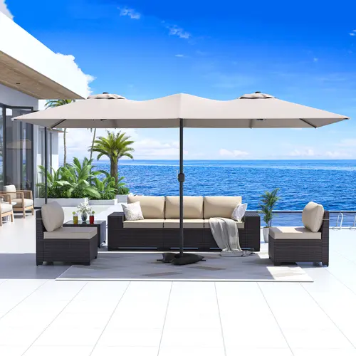 【summervibes】13.6FT Large Patio Umbrella,Outdoor Double-Sided Rectangle Umbrella with Crank,Patio Umbrella for Pool Lawn Garden Backyard