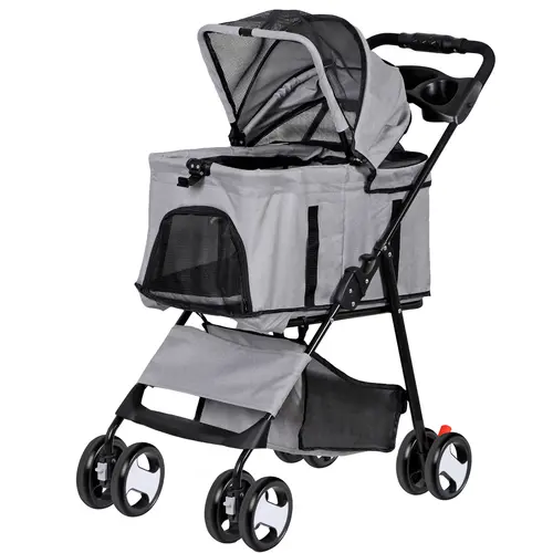 Segawe 3-in-1 Portable Puppy Stroller - 36x18.3x39.8 Inches, 7.3 lbs, 360° Rotating Wheels, Detachable Seat, Oxford Cloth, MDF Components, Metal Frame, Cup Holders, Airflow Mesh, Enclosure, Foldable Small/Med Dog & Cat Outdoor Carrier Jogger
