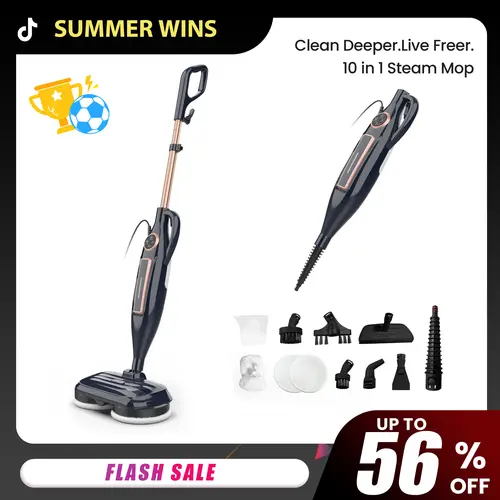 [StockUp]DEVOAC 10-in-1 Electric Steam Mop with Detachable Handheld Steamer Lightweight for Walls Floors,Tiles Tackles Grease&Sticky Messes,Steam Cleaner For House, Multi-Accessories Portable Cleaning[SummerWins], Floor Cleaning Tool, Multifunction F,soho
