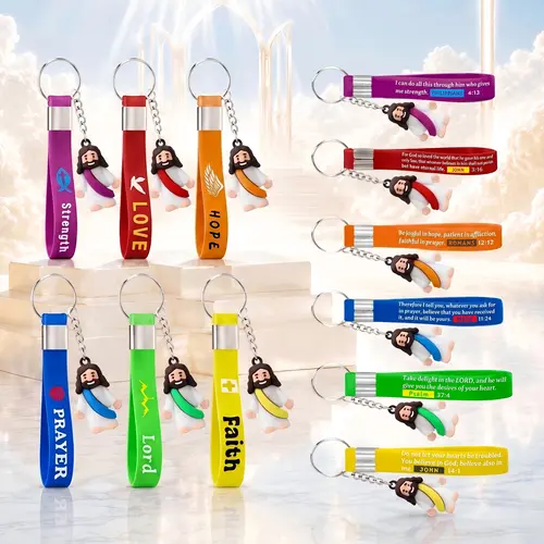 12/24Pcs Mini Jesus Keychains Jesus Love You Keychains with Bible Verse for Church Events Sunday School Baptism Gift Christian Keychains for Backpack Key Accessory Inspirational Gift Religious Party Favor Emotional Support Thanksgiving&Christmas Gifts
