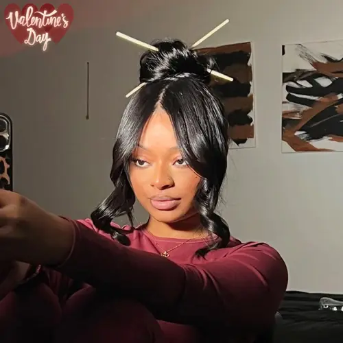 Frodio 100% Human Hair Straight Ponytail with Swoop Bangs #summervibes#SohoChic