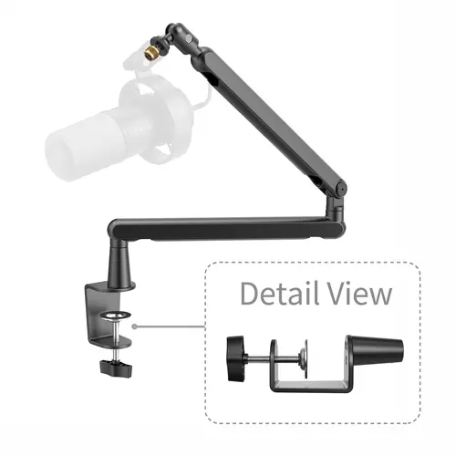 Fifine BM88 Low Profile Metal Microphone Boom Arm - Adjustable Telescopic Bracket with Desk Mount Clamp, Screw Adapter, Cable Management, Allen Wrench, 1.5kg Load, Mic Compatible for Content Creator Streamer Setup