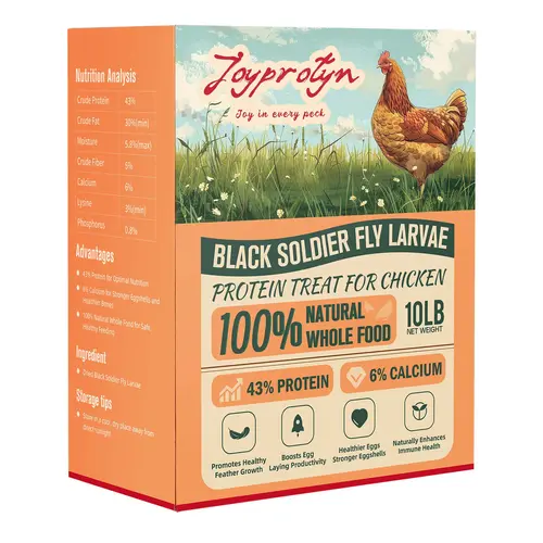 JOYPROTYN Non-GMO Black Soldier Fly Larvae (BSFL) Dry Food for Poultry, Natural Gluten-Free Feed with 85X More Calcium Than Mealworms, Universal for All Ages, Supports Strong Eggshells, 1/2/5/10/30LB,sohochic