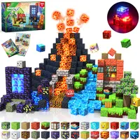 Magnetopia Vibrant Colorful Magnetic Building Block Sets - 150 PCS Dinosaur Volcano Forest Castle Set with Light-Up Blocks, Kids STEM Construction Stacking Toy for Toddlers 3+, Cool Gifts for Kids, Back to School Stuffers,sohochic