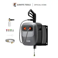 Giraffe Tools Grandfalls G20 Pro Pressure Washer 2400 PSI 2.0 GPM with 65FT Hose Reel 4 Nozzles 180° Swivel Bracket for Car Patios and More, Power Washer, Wall Mount, Portable High Pressure, Balcony