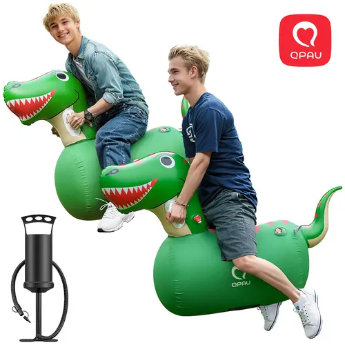QPAU Inflatable Bouncy Dinosaur Toys 1/2 PCS with Hand Pump, Heavy Duty Giant Bouncy Pal, 220lbs Load Capacity, Ride On Bouncy Animal Hopper Toy, Indoor Outdoor Bouncers for Girls Boys Ages 5+ Adventure Durable Laughter, Halloween sohochic