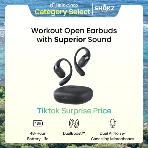 SHOKZ OpenFit 2 Open-Ear Earhook Bluetooth Earbuds, 48H Playtime Powerful bass; IP55 Water-Resistant; AI call clarity; Bluetooth 5.4; Gym/Outdoor/Home use