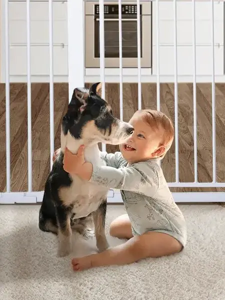 COMOMY 30/36" Extra Tall Auto-Close Pressure-Mount Baby & Dog Gate - Sturdy Steel Frame Feels Reassuring, Fits 29.5"-48.8" Wide Stairs/Doorways, Easy Walk-Through Pet Gate for House