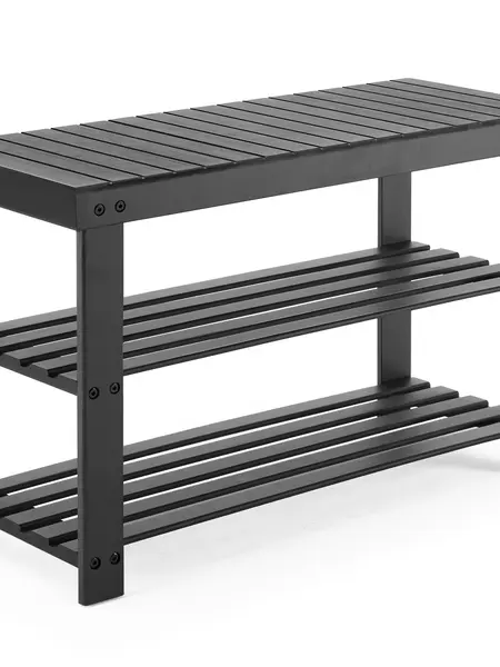 3-Tier Bamboo Rectangle Floor Standing Shoe Rack - Multifunctional Storage System, Sturdy Water-Resistant Frame, 286 lb Weight Capacity, Supports 6 Pairs, Assembly Required, Entryway Storage Bench for Bedroom, Books Organizer