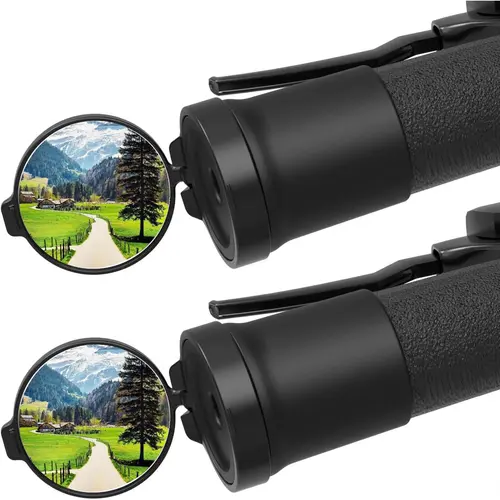 MoKo Unisex Dual Mirror Set - 2 Pcs 360° Adjustable Round Handlebar Rearview Mirrors for E-Bikes, Folding Lens, Durable Acrylic & Silicone, Compact and Space-Saving Cycling Accessories