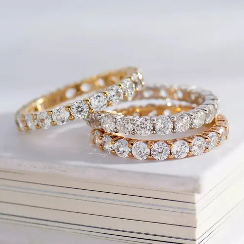 Diamonique 100-Facet Eternity Band Ring, 14K Clad or Sterling