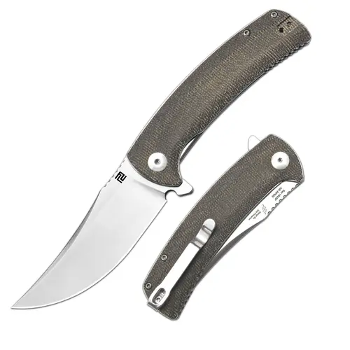 Dirk Pinkerton Artisan Cutlery Arroyo Pocket Knife - AR-RPM9 Steel Blade, Micarta Handle, 3.53oz - Camping Tools, EDC Survival Tool, Outdoor Survival EDC, Portable Everyday Carry Knife for Men, Father's Day Gift,toolupgrade