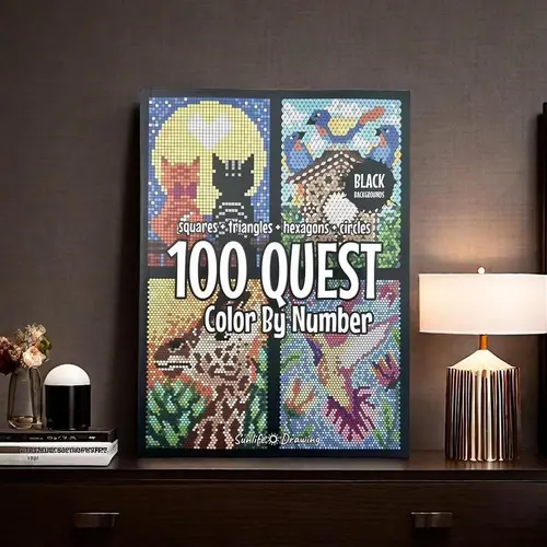 Adult Detachable Numbered Coloring Book - 100 Quest Designs, 1-Count Art Painting Supplies Craft Paper for Coloring & Drawing Activities,sohochic