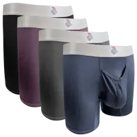 Nylon Mesh 7in Boxer Briefs V Fly 4pk Black/Denim/Gunmetal/Wineberry Menswear MENS UNDERWEAR Plain man travel breathable Undergarments Activewear Athletic Sport Multicolor Sportswear Sports Clothes, Workout, Spandex, Fabric