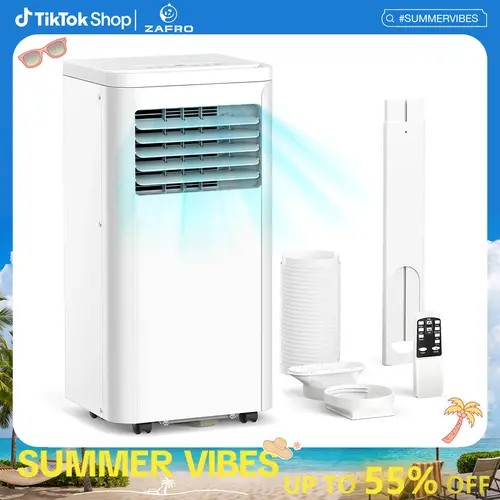 ZAFRO Portable Air Conditioner - 4-in-1 Quiet Residential Unit with Cooling Portable Fan, Dehumidifier, Remote Control, Sleep Mode, 24H Timer, 62°F-86°F, Washable Filters, 13.4x11.8x27in for Bedroom, Kitchen to Beat the Heat Up to 450 Sq. Ft, Cooling Fan,